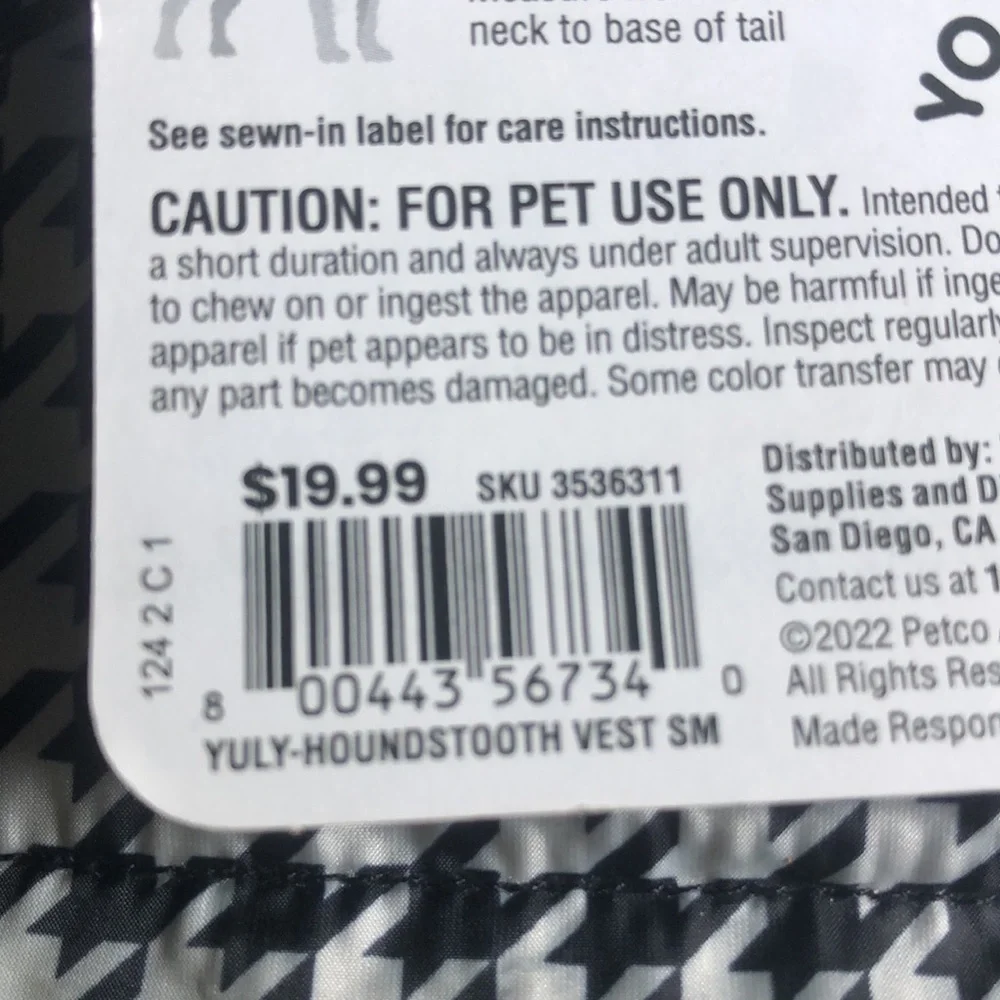NWT herringbone Youly “the heir” dog vest jacket S